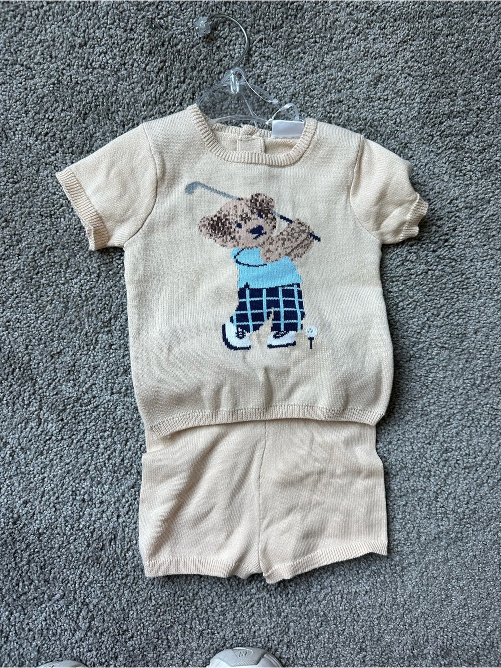 3-6 month Beige Knit Set with Golf Bear
